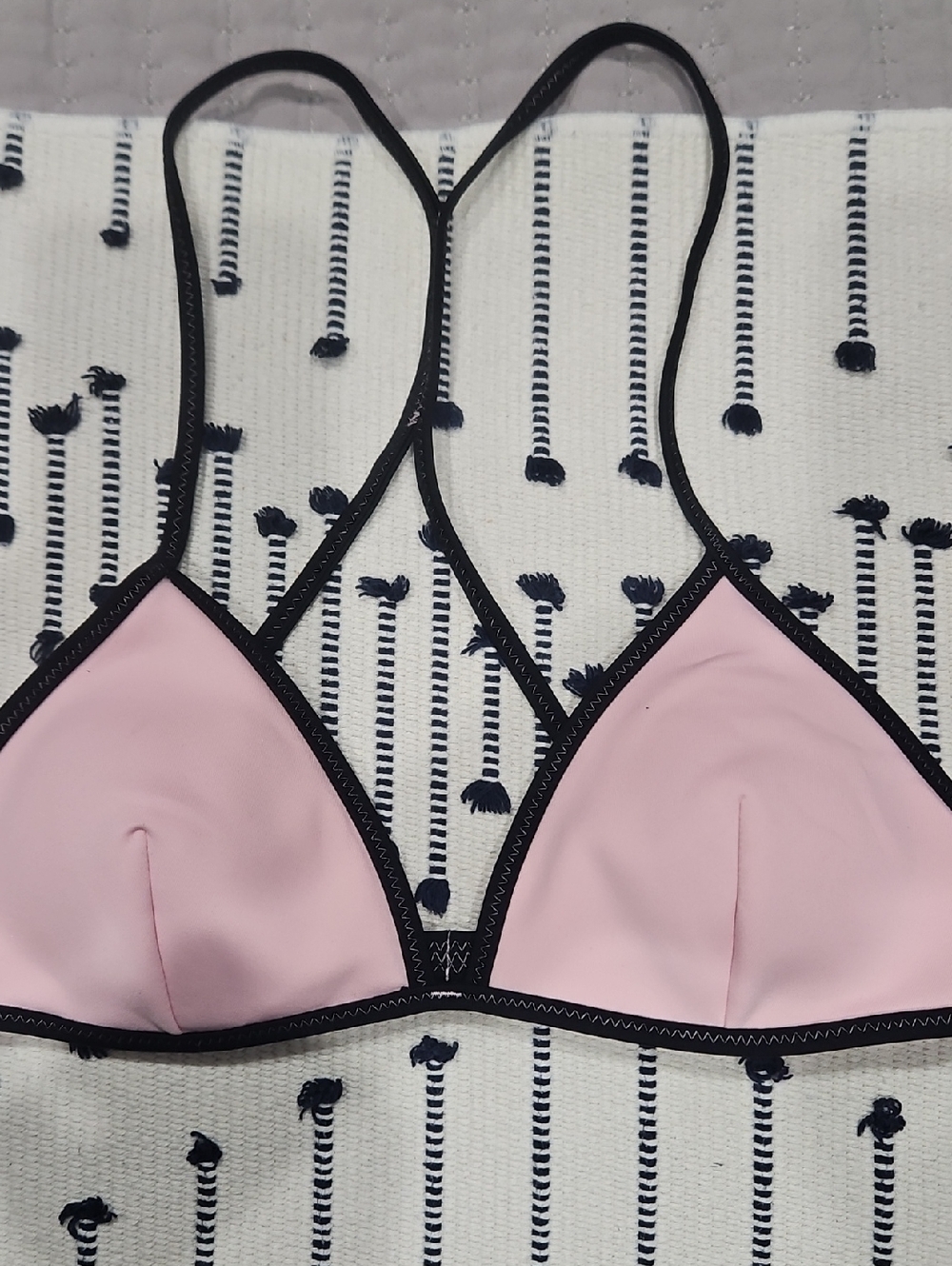 Victoria's Secret Light Pink Triangle Bralette with Black Trim